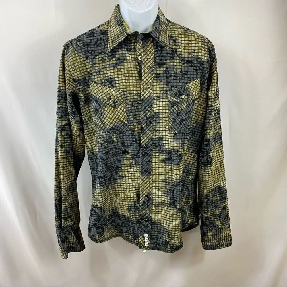 Georg Roth Large Deep Green and Navy Blue long sleeve shirt